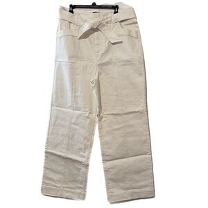 Cream Wide-Leg Pants with Belt NWOT